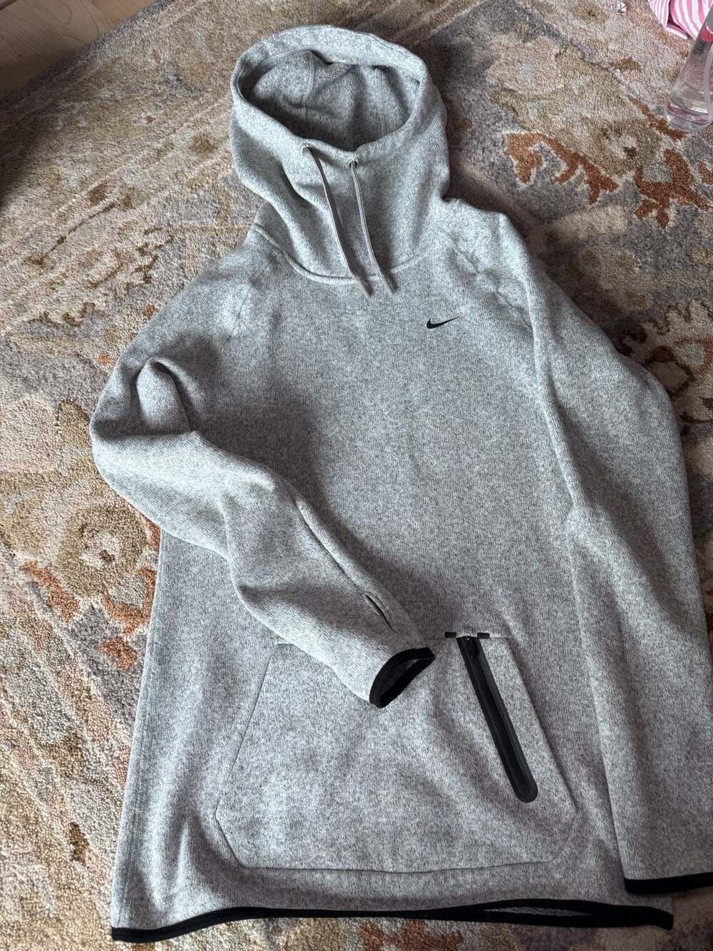 Nike Women's Tech Fleece Knit Funnel Neck Hoodie Grey Size M